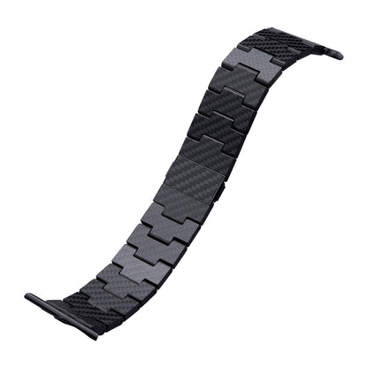 Watch Serisi Uyumlu Karbon Fiber Pitaka Retro Serisi Black-Grey Twill Universal Kordon