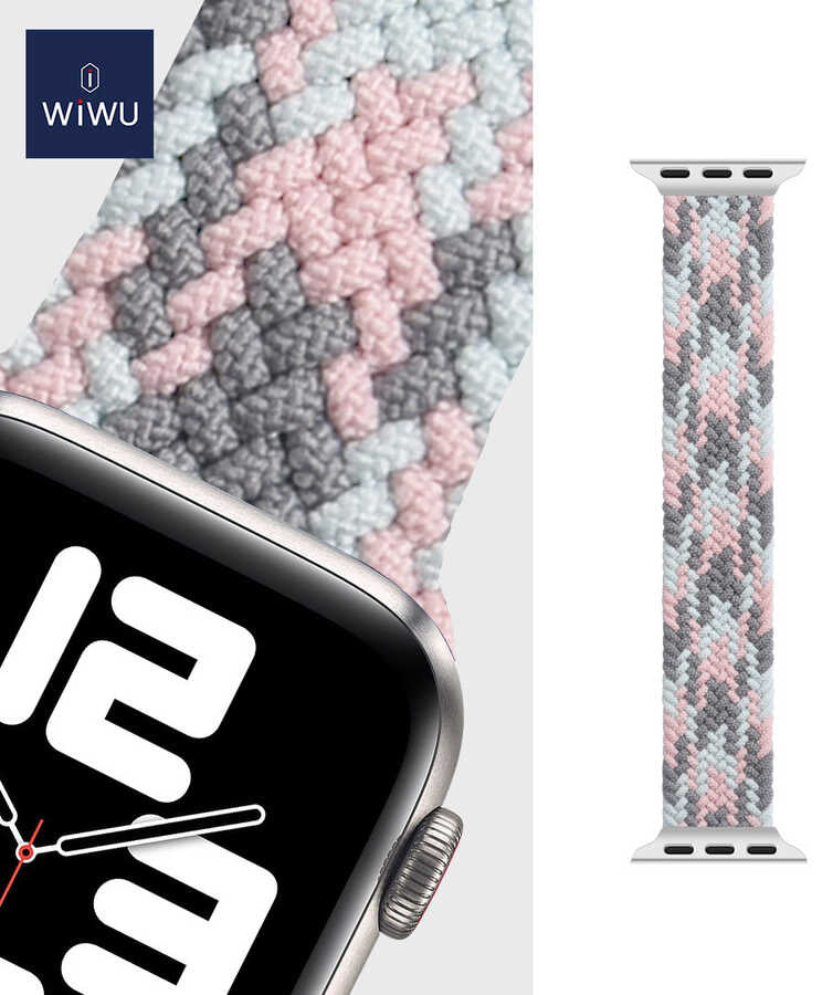 Watch Ultra 49mm Kordon Wiwu Braided Solo Loop Contrast Color Medium Strap Kayış