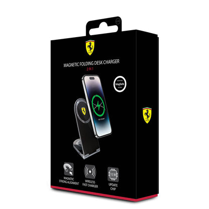 Ferrari Orijinal Lisanslı Katlanabilir Baskılı Shield Logolu Magnetik Kablosuz Şarj Standı