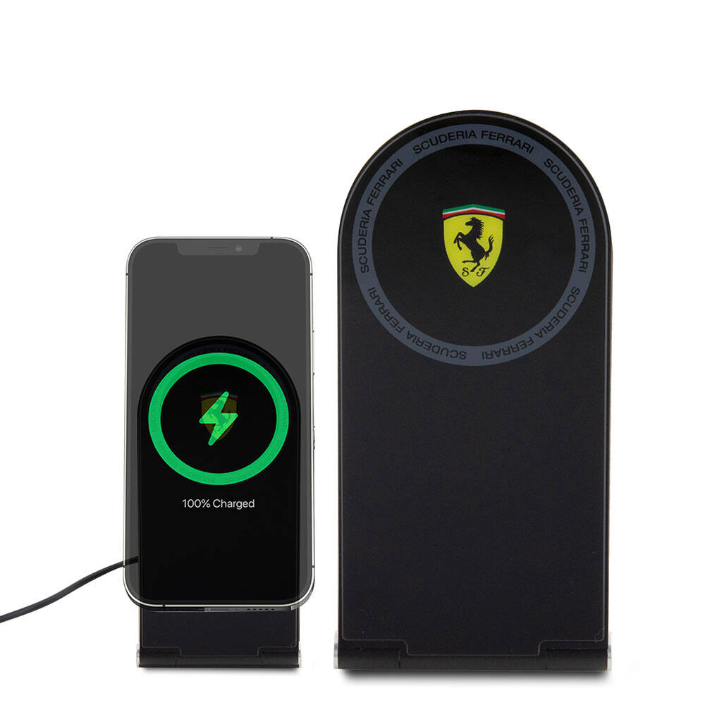 Ferrari Orijinal Lisanslı Katlanabilir Baskılı Shield Logolu Magnetik Kablosuz Şarj Standı