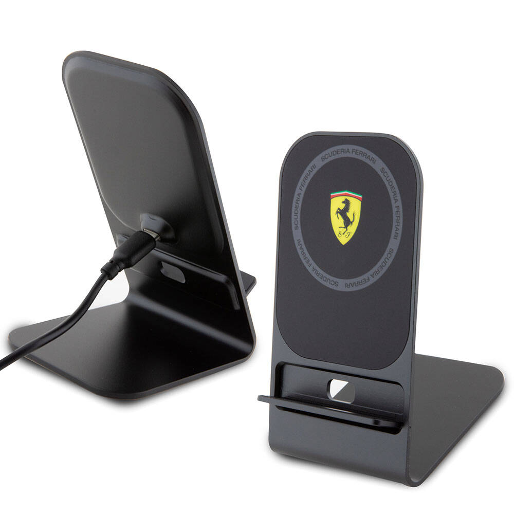 Ferrari Orijinal Lisanslı Katlanabilir Baskılı Shield Logolu Standlı Magnetik Kablosuz Şarj Standı