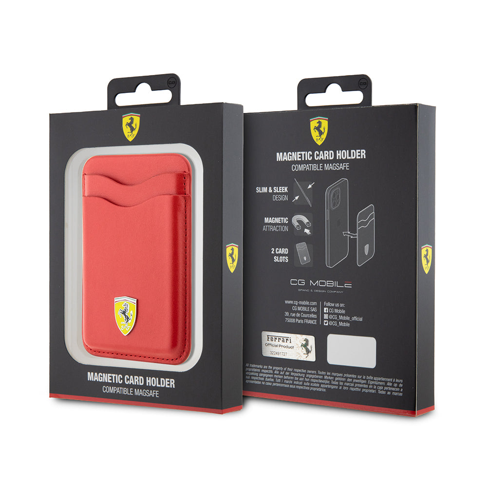 Ferrari Orijinal Lisanslı Magnetik Metal Logolu PU Deri Kartlık