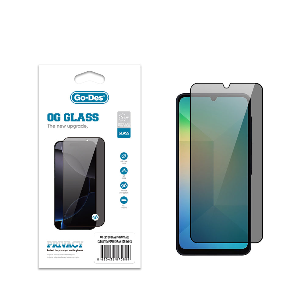 Galaxy A06 Go Des OG Glass Privacy Antistatik Temperli Cam Ekran Koruyucu