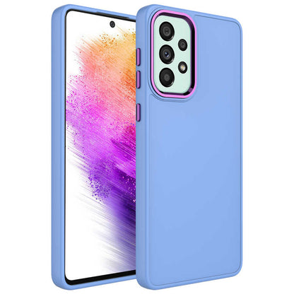 Galaxy A32 4G Kılıf Metal Çerçeve ve Buton Tasarımlı Silikon Zore Luna Kılıf