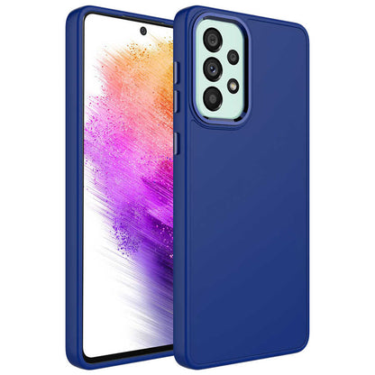 Galaxy A32 4G Kılıf Metal Çerçeve ve Buton Tasarımlı Silikon Zore Luna Kılıf