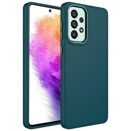 Galaxy A32 4G Kılıf Metal Çerçeve ve Buton Tasarımlı Silikon Zore Luna Kılıf