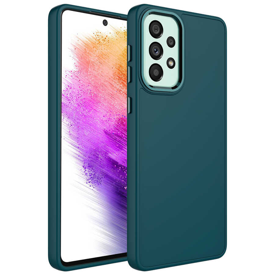 Galaxy A32 4G Kılıf Metal Çerçeve ve Buton Tasarımlı Silikon Zore Luna Kılıf