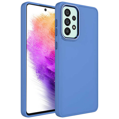 Galaxy A32 4G Kılıf Metal Çerçeve ve Buton Tasarımlı Silikon Zore Luna Kılıf