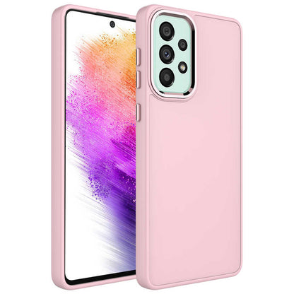 Galaxy A32 4G Kılıf Metal Çerçeve ve Buton Tasarımlı Silikon Zore Luna Kılıf