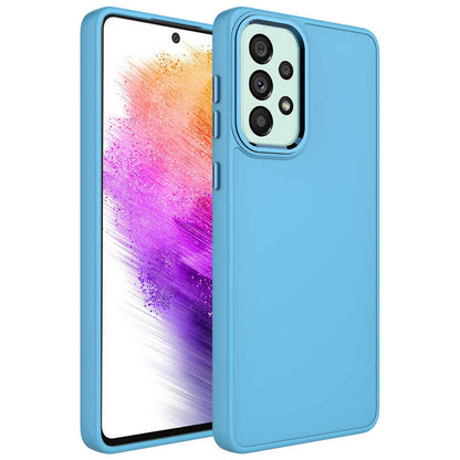Galaxy A33 5G Kılıf Metal Çerçeve ve Buton Tasarımlı Silikon Zore Luna Kılıf