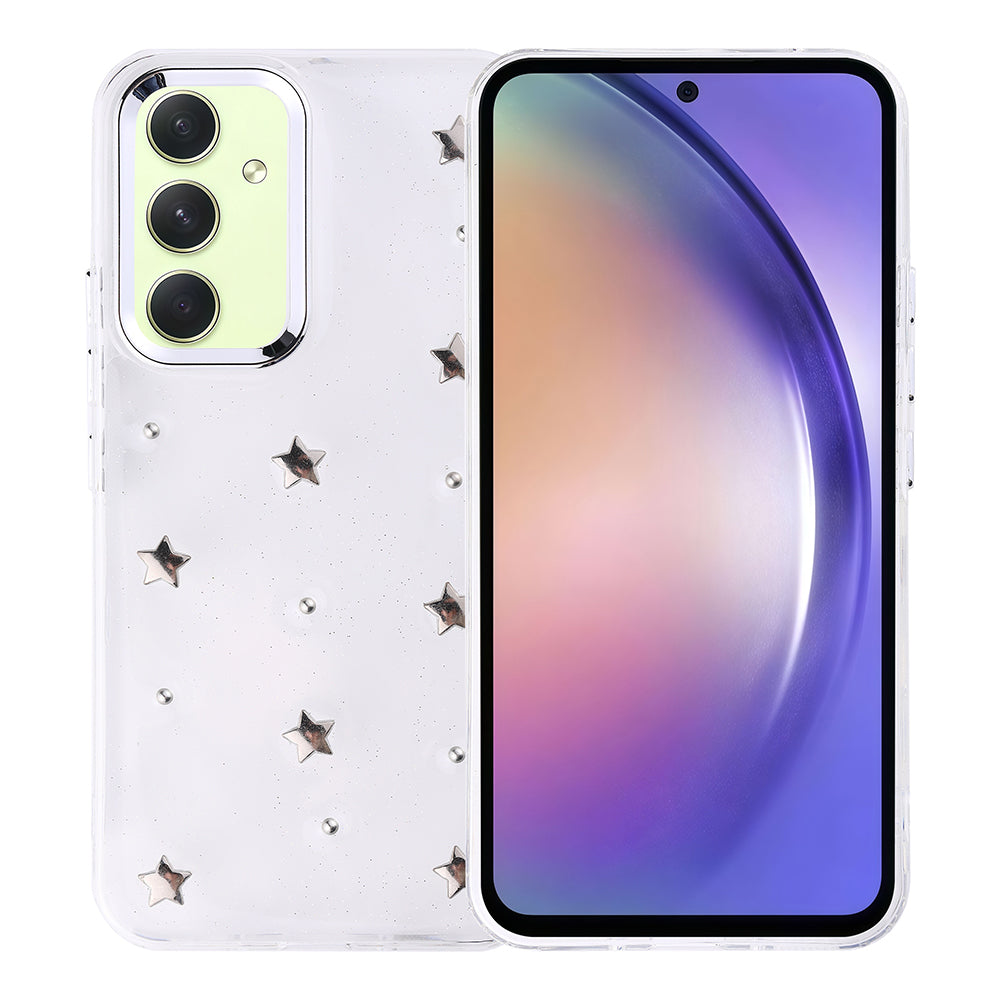 Galaxy A54 Kılıf Airbag Tasarımlı Simli Şeffaf Zore Kutup Kılıf