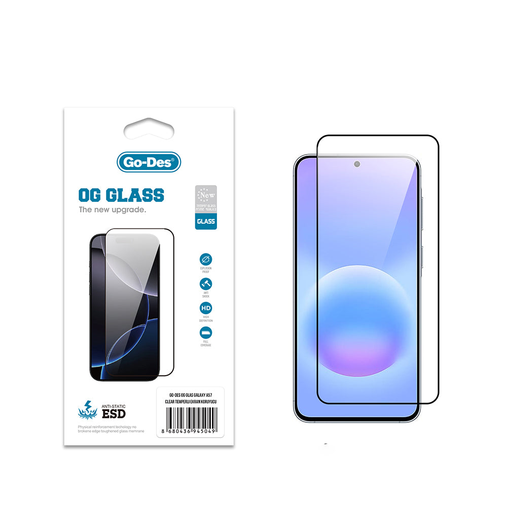 Galaxy A57 Go Des OG Glass Antistatik Temperli Cam Ekran Koruyucu