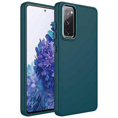 Galaxy S20 FE Kılıf Metal Çerçeve ve Buton Tasarımlı Silikon Zore Luna Kılıf