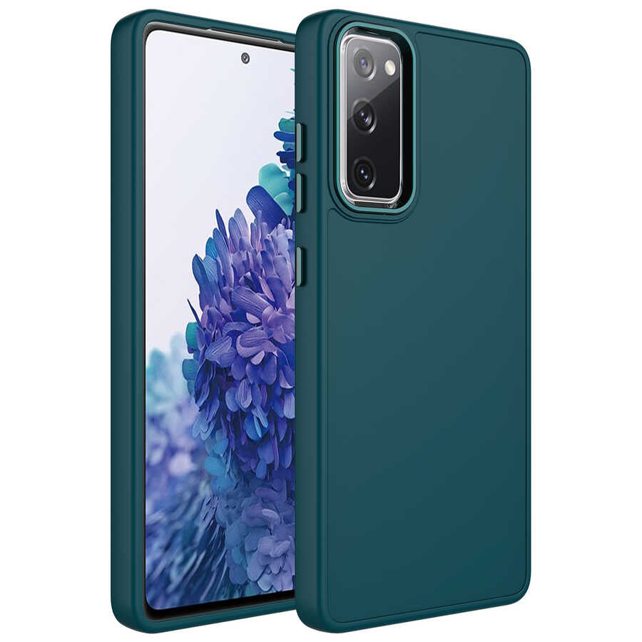 Galaxy S20 FE Kılıf Metal Çerçeve ve Buton Tasarımlı Silikon Zore Luna Kılıf