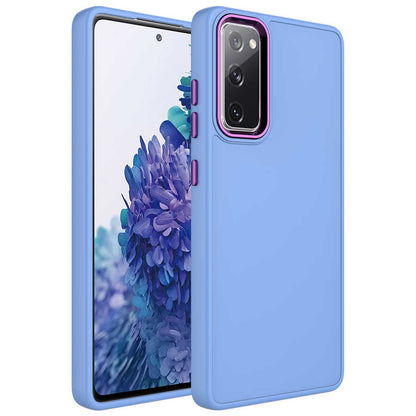 Galaxy S20 FE Kılıf Metal Çerçeve ve Buton Tasarımlı Silikon Zore Luna Kılıf