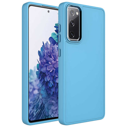 Galaxy S20 FE Kılıf Metal Çerçeve ve Buton Tasarımlı Silikon Zore Luna Kılıf