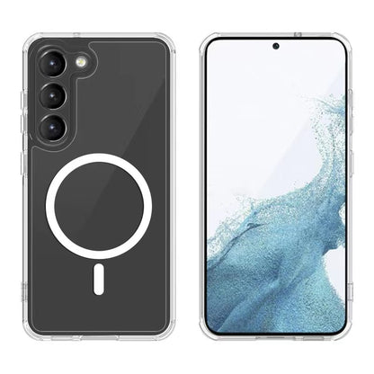 Galaxy S22 Kılıf M-safe Şarj Özellikli Şeffaf Sert PC Zore Embos Kılıf