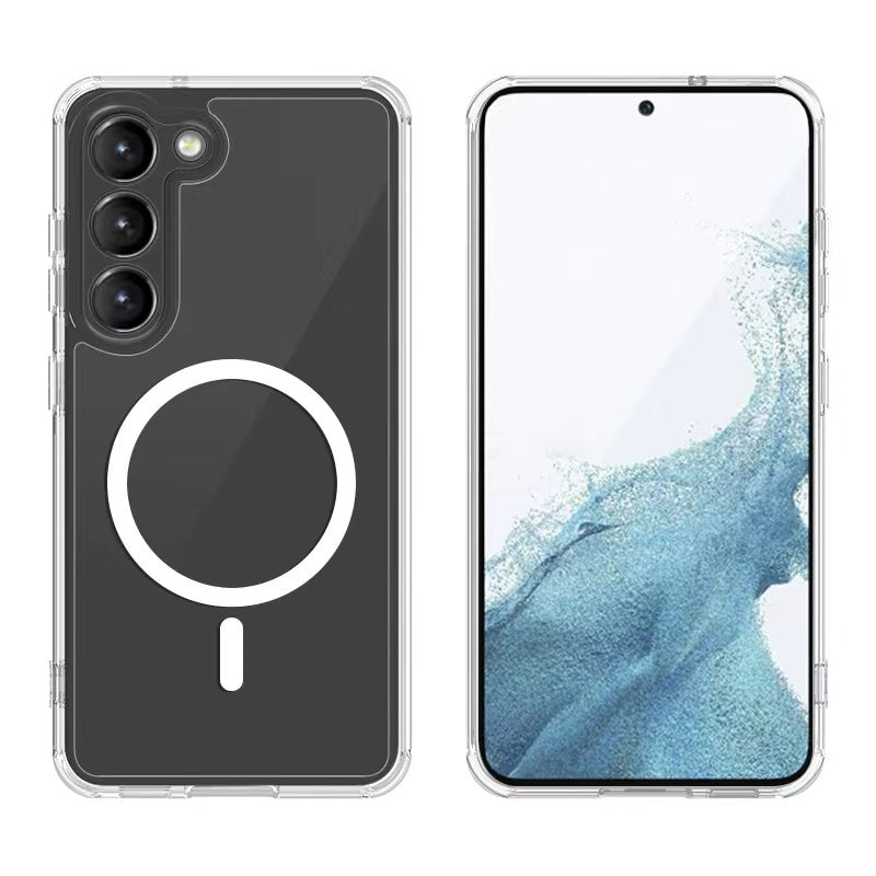 Galaxy S22 Kılıf M-safe Şarj Özellikli Şeffaf Sert PC Zore Embos Kılıf