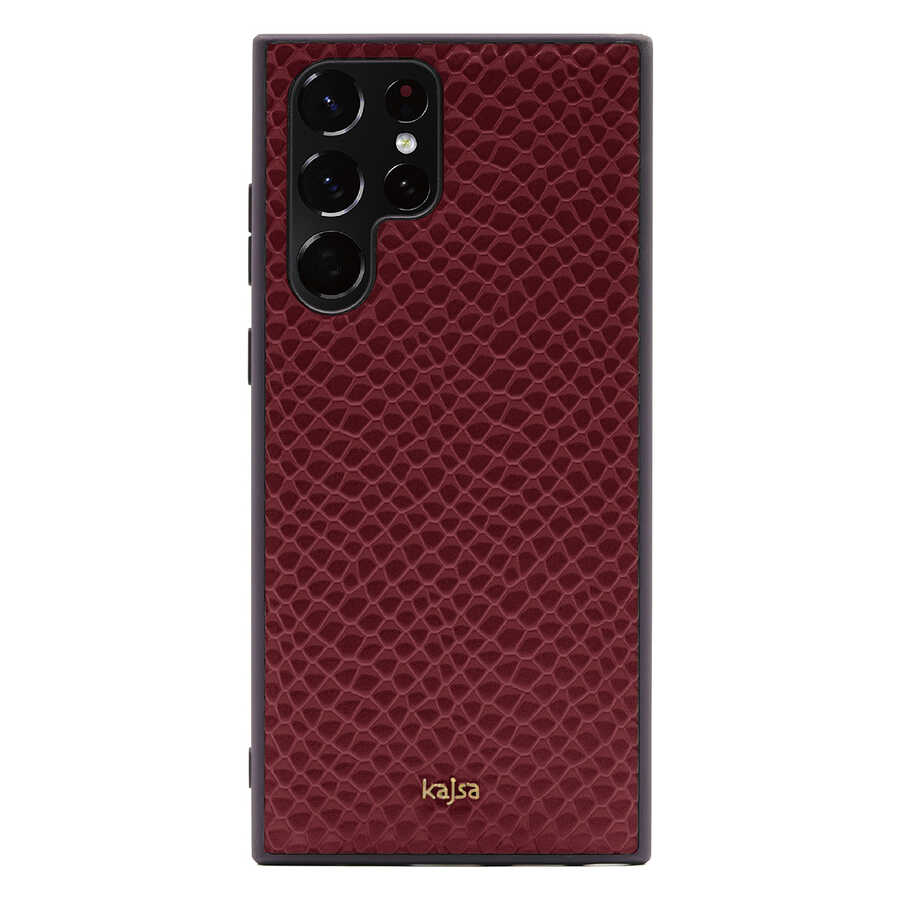 Galaxy S22 Ultra Kılıf Kajsa Pearl Pattern Hakiki Deri Kılıf