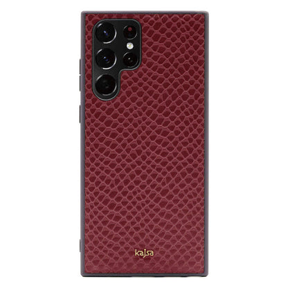 Galaxy S22 Ultra Kılıf Kajsa Pearl Pattern Hakiki Deri Kılıf
