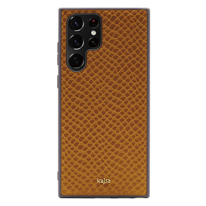 Galaxy S22 Ultra Kılıf Kajsa Pearl Pattern Hakiki Deri Kılıf
