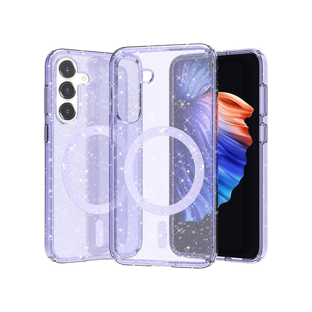 Galaxy S23 FE Kılıf M-safe Şarj Özellikli Parlayan Simli Saydam Renkli Zore Allstar Kılıf