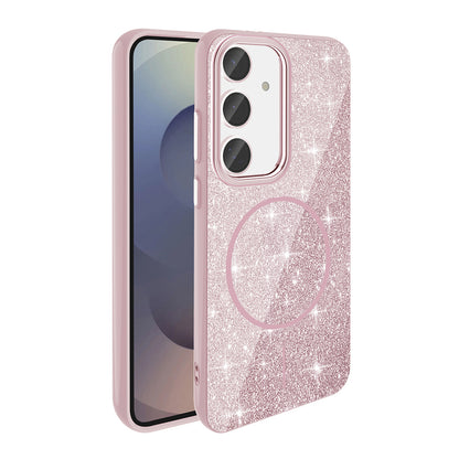 Galaxy S23 FE Kılıf M-safe Şarj Özellikli Parlayan Simli Zore Okso Kılıf