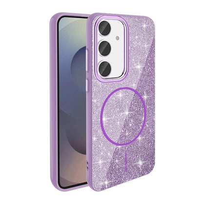 Galaxy S23 FE Kılıf M-safe Şarj Özellikli Parlayan Simli Zore Okso Kılıf