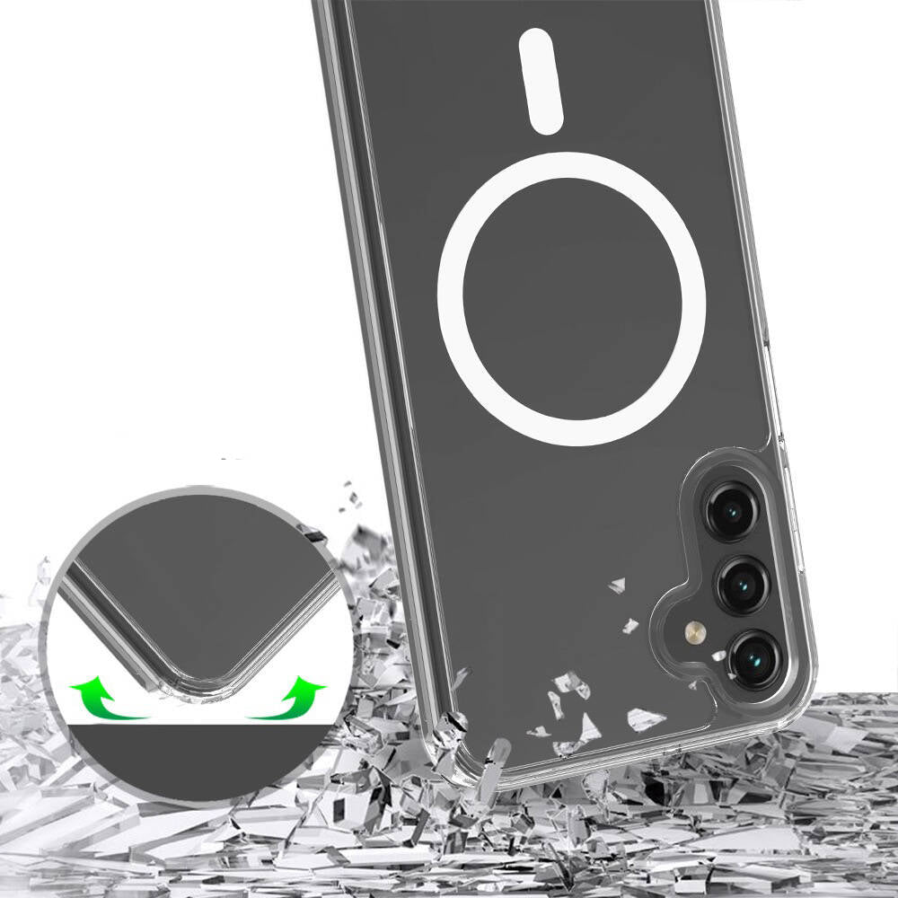 Galaxy S23 FE Kılıf M-safe Şarj Özellikli Şeffaf Sert PC Zore Embos Kılıf