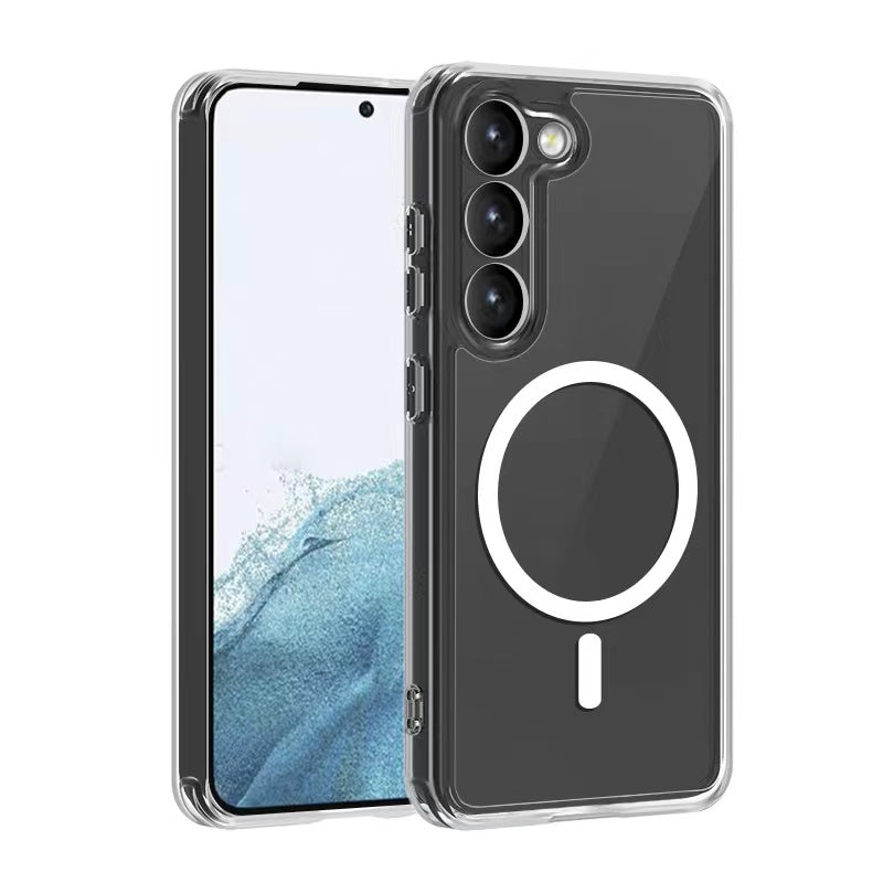 Galaxy S23 Kılıf M-safe Şarj Özellikli Şeffaf Sert PC Zore Embos Kılıf