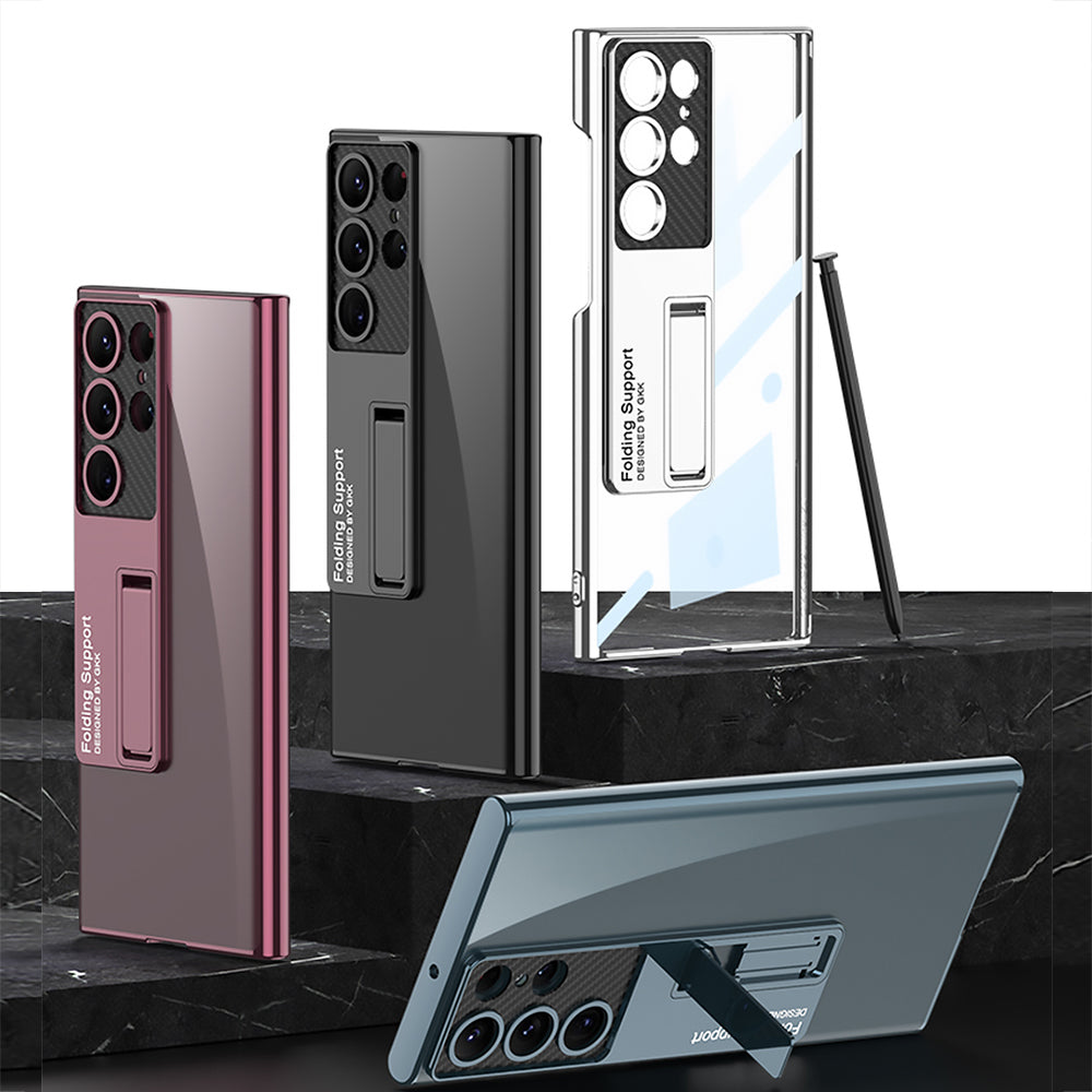 Galaxy S23 Ultra Kılıf Kamera Korumalı Şeffaf Tasarımlı Zore Lego Standlı Kılıf