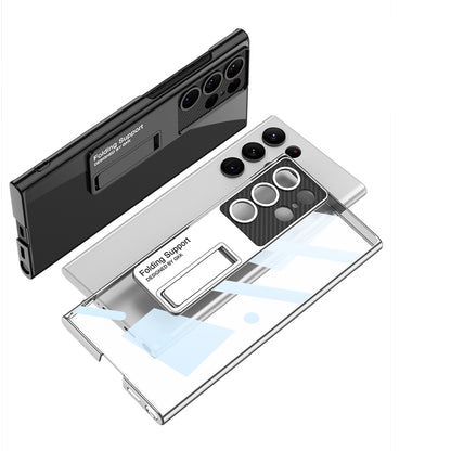 Galaxy S23 Ultra Kılıf Kamera Korumalı Şeffaf Tasarımlı Zore Lego Standlı Kılıf