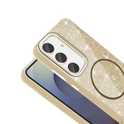 Galaxy S24 FE Kılıf M-safe Şarj Özellikli Parlayan Simli Zore Okso Kılıf