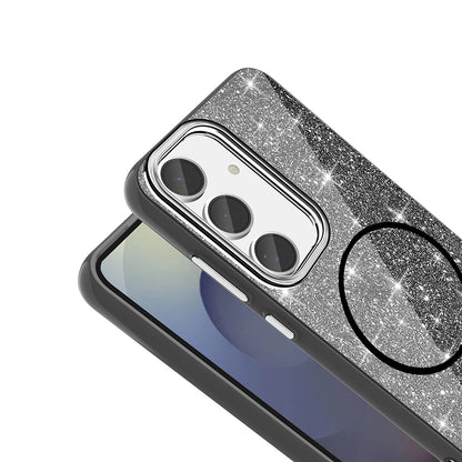 Galaxy S24 FE Kılıf M-safe Şarj Özellikli Parlayan Simli Zore Okso Kılıf