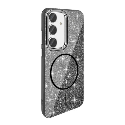 Galaxy S24 FE Kılıf M-safe Şarj Özellikli Parlayan Simli Zore Okso Kılıf