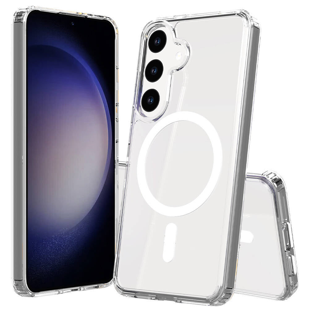 Galaxy S24 FE Kılıf M-safe Şarj Özellikli Şeffaf Sert PC Zore Embos Kılıf