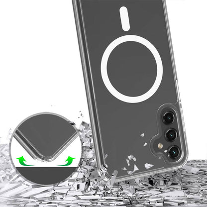 Galaxy S24 FE Kılıf M-safe Şarj Özellikli Şeffaf Sert PC Zore Embos Kılıf