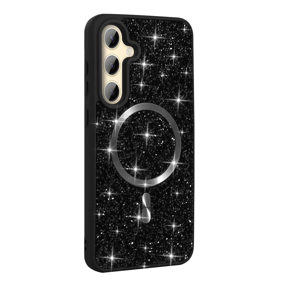 Galaxy S24 FE Kılıf Pırlanta Tasarımlı M-safe Şarj Özellikli Zore Mozaik Silikon Kılıf