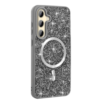 Galaxy S24 FE Kılıf Pırlanta Tasarımlı M-safe Şarj Özellikli Zore Mozaik Silikon Kılıf