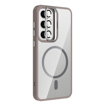 Galaxy S24 FE Kılıf Standlı ve Kamera Lens Hediyeli M-Safe Şarj Özellikli Zore Etro Kılıf