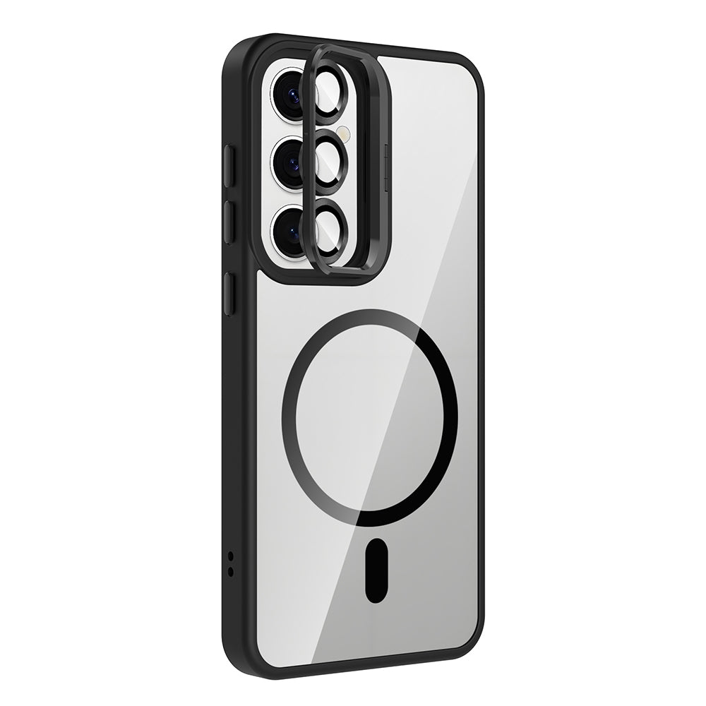 Galaxy S24 FE Kılıf Standlı ve Kamera Lens Hediyeli M-Safe Şarj Özellikli Zore Etro Kılıf