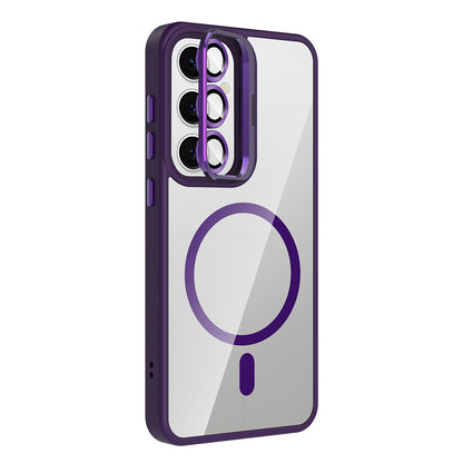 Galaxy S24 FE Kılıf Standlı ve Kamera Lens Hediyeli M-Safe Şarj Özellikli Zore Etro Kılıf