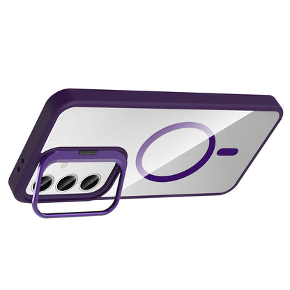 Galaxy S24 FE Kılıf Standlı ve Kamera Lens Hediyeli M-Safe Şarj Özellikli Zore Etro Kılıf