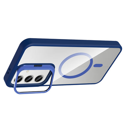 Galaxy S24 FE Kılıf Standlı ve Kamera Lens Hediyeli M-Safe Şarj Özellikli Zore Etro Kılıf