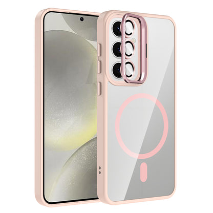 Galaxy S24 FE Kılıf Standlı ve Kamera Lens Hediyeli M-Safe Şarj Özellikli Zore Etro Kılıf