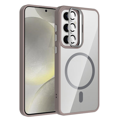 Galaxy S24 FE Kılıf Standlı ve Kamera Lens Hediyeli M-Safe Şarj Özellikli Zore Etro Kılıf