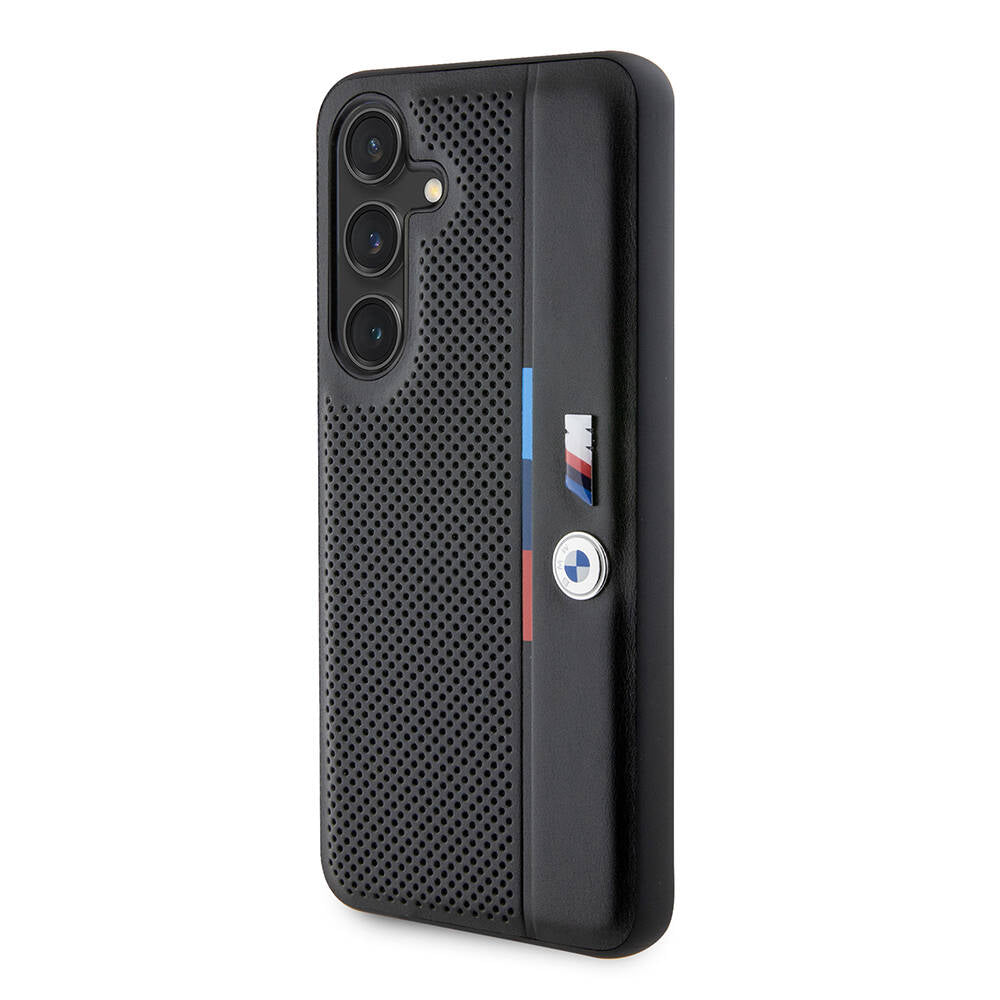 Galaxy S24 Kılıf BMW Orijinal Lisanslı M Logolu Üç Renk Çizgili Delikli Detail Line Kılıf