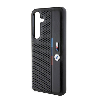 Galaxy S24 Kılıf BMW Orijinal Lisanslı M Logolu Üç Renk Çizgili Delikli Detail Line Kılıf