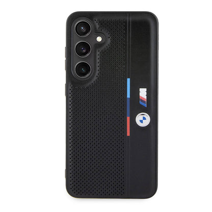 Galaxy S24 Kılıf BMW Orijinal Lisanslı M Logolu Üç Renk Çizgili Delikli Detail Line Kılıf