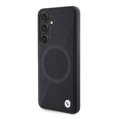 Galaxy S24 Kılıf BMW Orijinal Lisanslı M-safe Şarj Özellikli Yarım Dokulu Circle Leather Kılıf